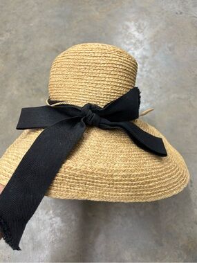 Helen Kaminski Straw Sun Hat with Black Ribbon